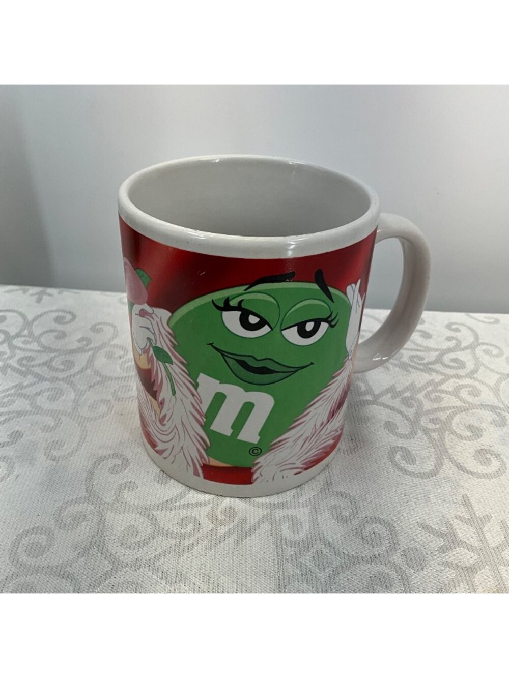 M&Ms Green Character Ceramic Mug Valentines Day Red & White Hearts Galerie